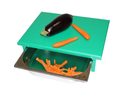 Tabla de corte de polietileno PE500 con cubeta Gastronorm GI-1/2 extraíble para cocina profesional