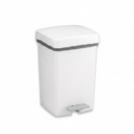 Cubo de basura con pedal y aro sujeta bolsas 28 litros blanco carnicería hostelería APPCC ref W-28