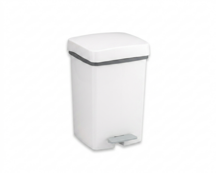 Cubo de basura con pedal y aro sujeta bolsas 28 litros blanco carnicería hostelería APPCC ref W-28