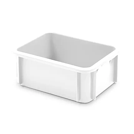 Cubeta apilable blanca paredes y fondo lisos 39,5 x 29,5 x 16 cm 12 litros carnicería hostelería modelo CC-12