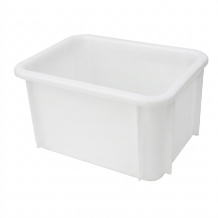 Cubeta apilable blanca paredes y fondo lisos 39,5 x 29,5 x 21,5 cm 15 litros carnicería hostelería modelo CC-16