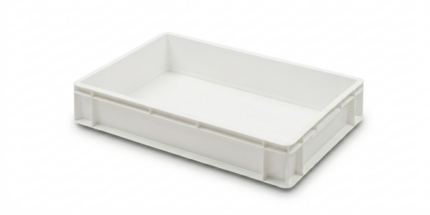 Cubeta apilable blanca paredes y fondo lisos 60x40x12 cm 23 litros carnicería hostelería modelo CC-21