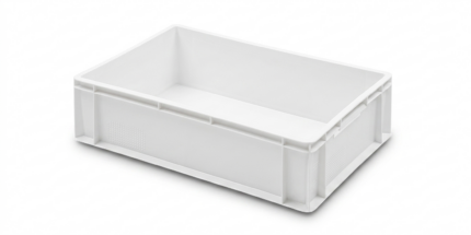 Cubeta apilable blanca paredes y fondo lisos 60x40x17 cm 33 litros carnicería hostelería modelo CC-33