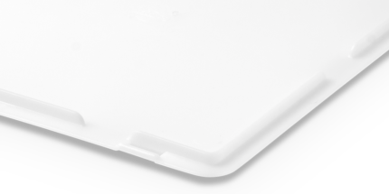 Detalle punta tapa CCT-40 lisos HDPE blanco alimentario carnicería hostelería