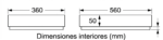 Dimensiones interiores cajón apilable CC-9 560x360x50 mm 9 litros HDPE blanco alimentario