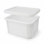 Pack cubeta apilable blanca CC-16 15 litros con tapa CCT-39 HDPE alimentario carnicería hostelería