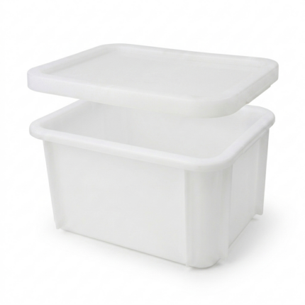 Pack cubeta apilable blanca CC-16 15 litros con tapa CCT-39 HDPE alimentario carnicería hostelería