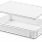 Pack cubeta apilable blanca CC-19 19 litros con tapa CCT-60 HDPE alimentario carnicería hostelería