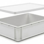 Pack cubeta apilable blanca CC-33 33 litros con tapa CCT-60 HDPE alimentario carnicería hostelería