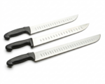 Cuchillo carnicero alveolado 31 cm, 35,5 cm y 39,5 cm mango inyectado negro uso profesional