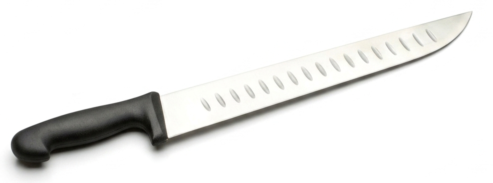 0151.355 Cuchillo carnicero alveolado 35,5 cm mango inyectado negro uso profesional