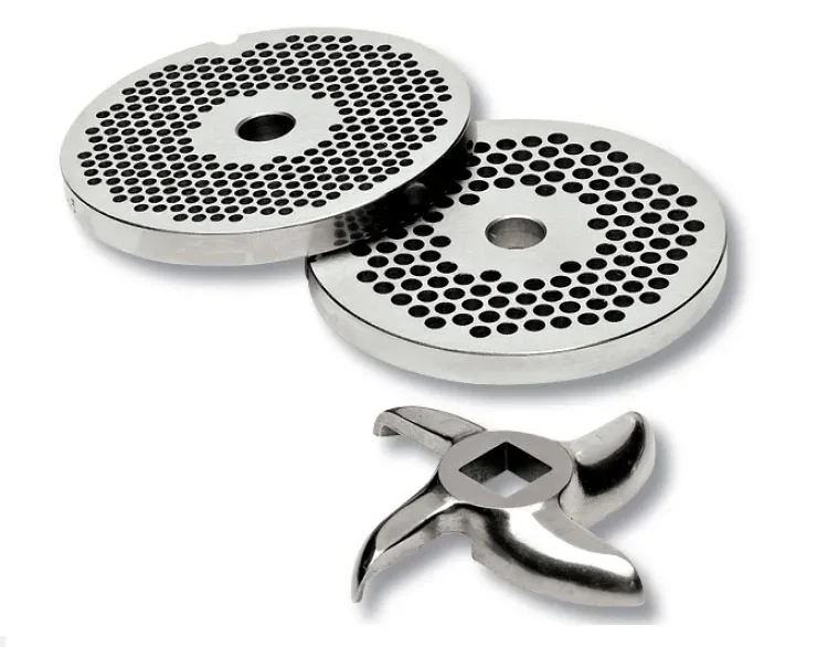 CP-32 y placas Cuchilla inox autoafilante y placas de recambio para picadora boca 32 carnicería profesional